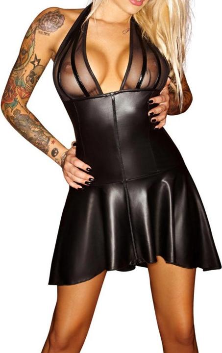Produktbild Noir Handmade Wetlook-Kleid mit Powernet (XL)
