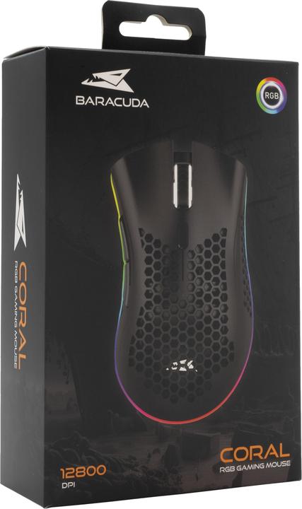 Image du produit Baracuda Souris de jeu CORAL, 6D, 12800 ppp, noire (BGM-031) (Filaire)