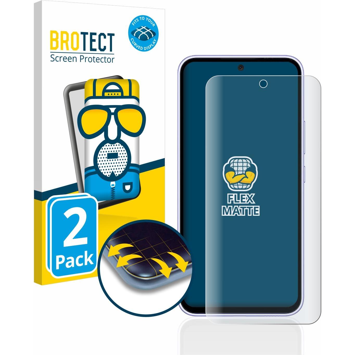 BROTECT Full-Cover Displayschutz Matt (2 Stück, Samsung Galaxy A54 5G), Smartphone Schutzfolie, Grau