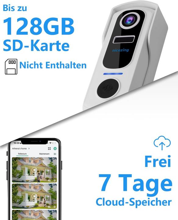 Image du produit Nicezing Video Türklingel mit Personenerkennung (Application, WiFi)
