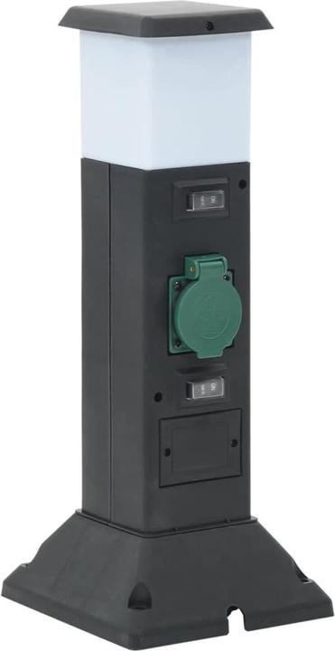 Produktbild vidaXL Aussensteckdose mit Lampe und Erdspiess 2-fach 16 x 16 x 39,5cm (2x, CEE 7/3)