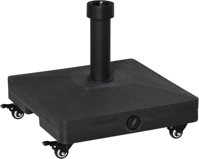 Actual product image Swisshandel24 Sonnenschirmständer mit Roller, befüllbar bis 20kg, ø 38/48mm Schwarz 45x45cm