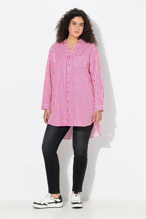Immagine prodotto Ulla Popken Camicia dal taglio svasato con righe, collo da camicia e maniche lunghe (50, 52)