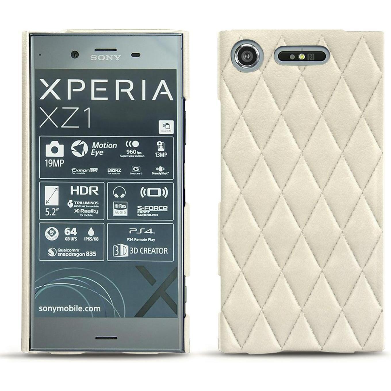 Noreve Lederschutzhülle (Sony Xperia XZ1), Smartphone Hülle, Weiss