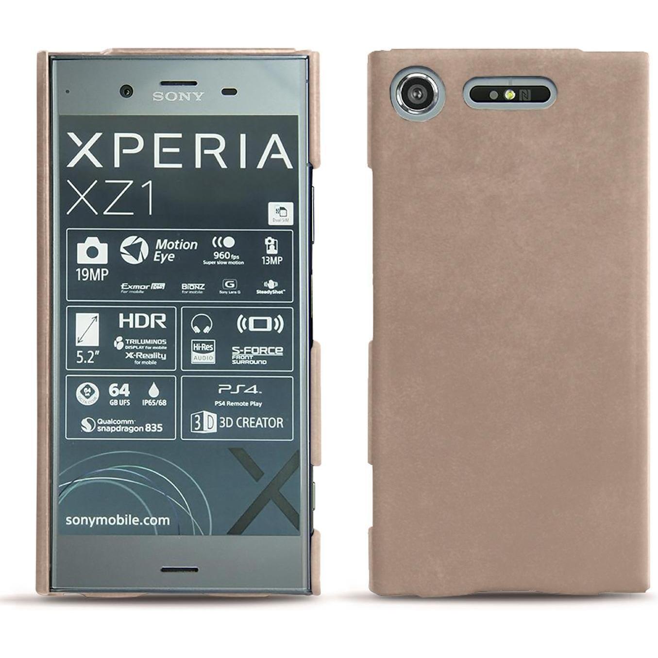 Noreve Lederschutzhülle (Sony Xperia XZ1), Smartphone Hülle, Beige