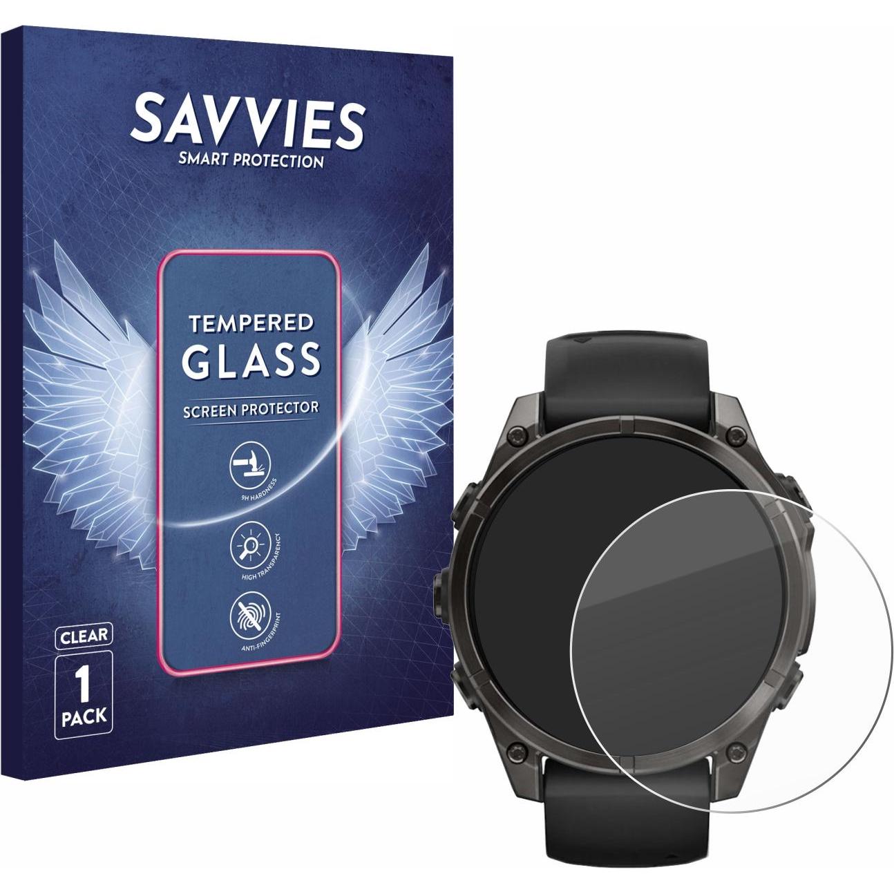 Savvies Panzerglas Displayschutz 9H Schutzglas Glas Klar Transparent, Smartwatch Schutzfolie, Transparent