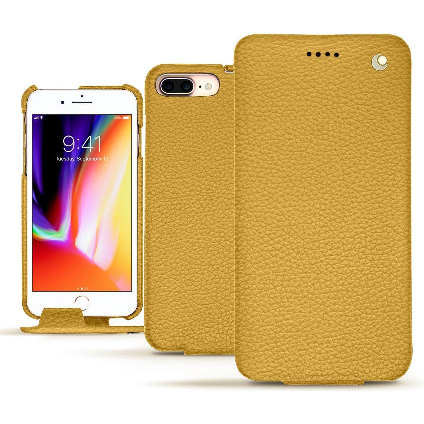 Noreve Lederschutzhülle vertikal (Apple iPhone 8 Plus), Smartphone Hülle, Orange