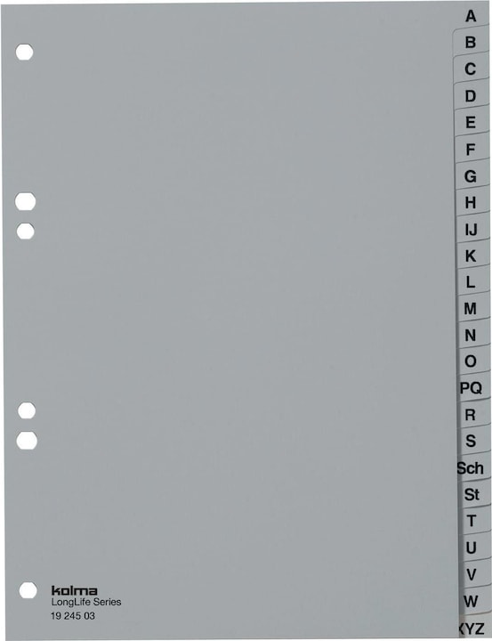Kolma Register A5 hoch superstrong A-Z 24-teilig grau