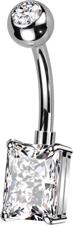 Actual product image Star Piercing Banana silver with ball silver crystal silver and large rectangular crystal silver (Brass, Titanium)