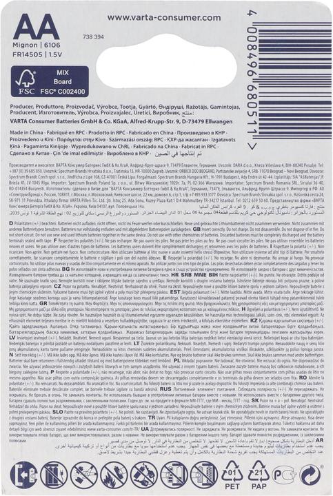 Produktbild Varta Ultra Lithium Mignon AA, Lithium Batterien, 6106, 1,5V, 4er Blister (4 Stk., AA)