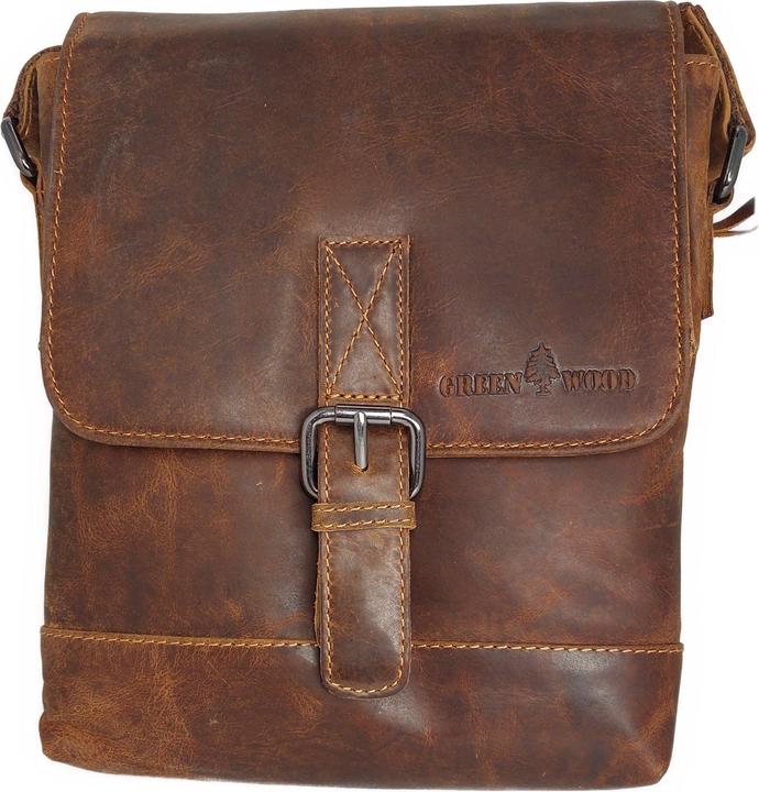 Actual product image Greenwood Herrentasche Echtleder 10 Zoll Rio Vintage Look Camel No.7