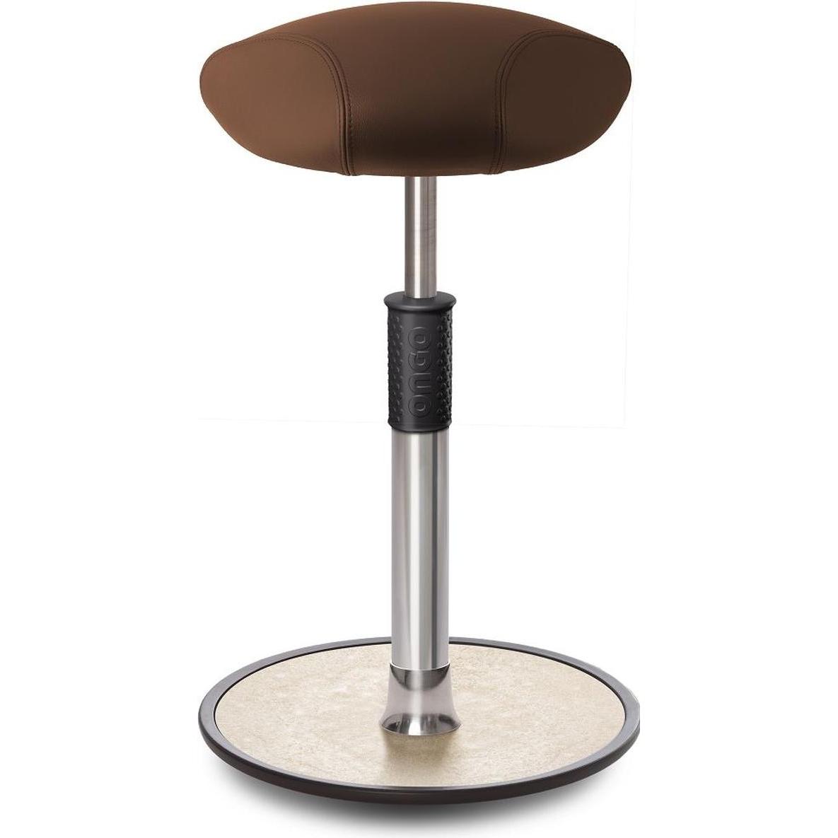 Ongo, Bürostuhl, Sitz- Stehhocker Free Tall Triangel Boxmark Leder Braun chrom /cremeweiss