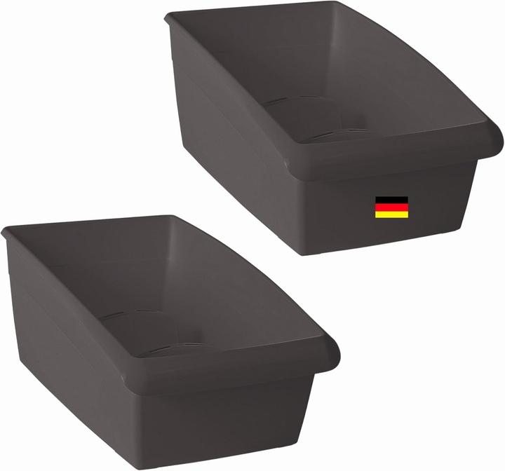 Produktbild Novaliv Suppentütenbox gross 2er Set Schubladen Organizer Küche - 25 x 16 cm ANTHRAZIT GRAU (16 cm, 2x)