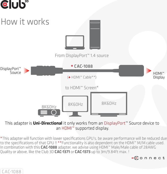 Produktbild Club 3D DisplayPort zu (HDMI, 4.90 cm)