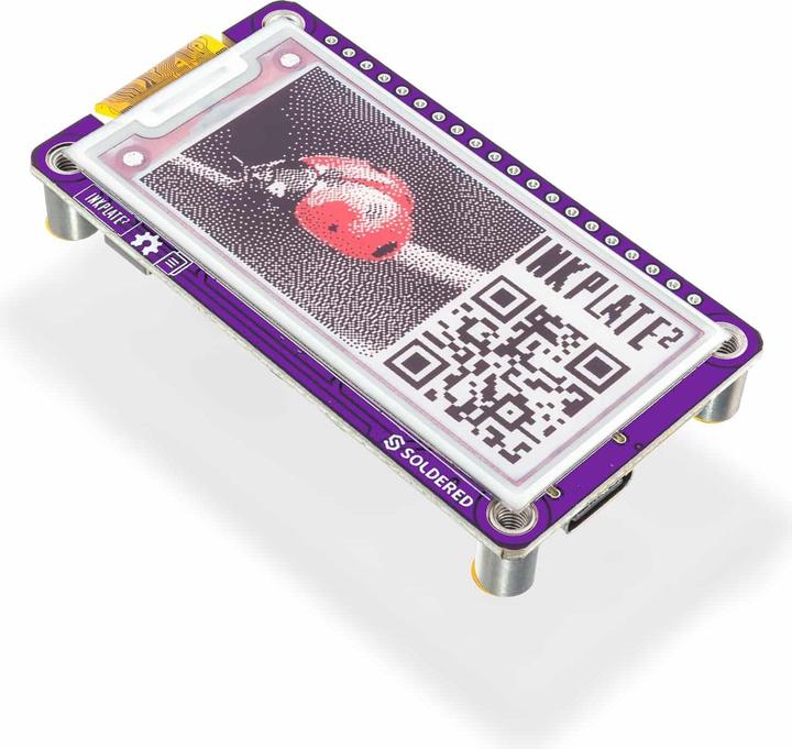 Image du produit Soldered Inkplate 2, 2,13 dreifarbiges E-Paper Display, ESP32, WLAN + Bluetooth, Akku, Arduino kompa