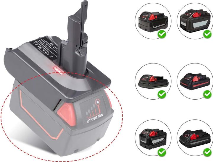 Produktbild Japcell Milwaukee 18V Akku-Adapter für Dyson V7 V8