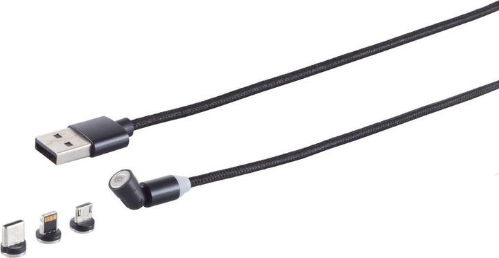 Produktbild Shiverpeaks S/CONN maximum connectivity Universal--USB-A Magnetladekabel, 3in1, 540°, schwarz, 2m (2 m, USB 3.2 Gen 1)