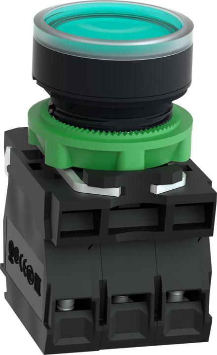 Actual product image Schneider Electric Illuminated pushbutton, green, flat, 1S+1Ö, XB5AW3365