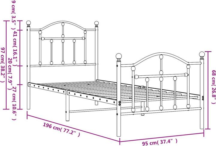 Produktbild vidaXL Bettgestell (90 x 190 cm)