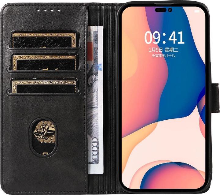 Produktbild Hurtel Leather Book Case for iPhone 16 Pro - black (Apple iPhone 16 Pro)