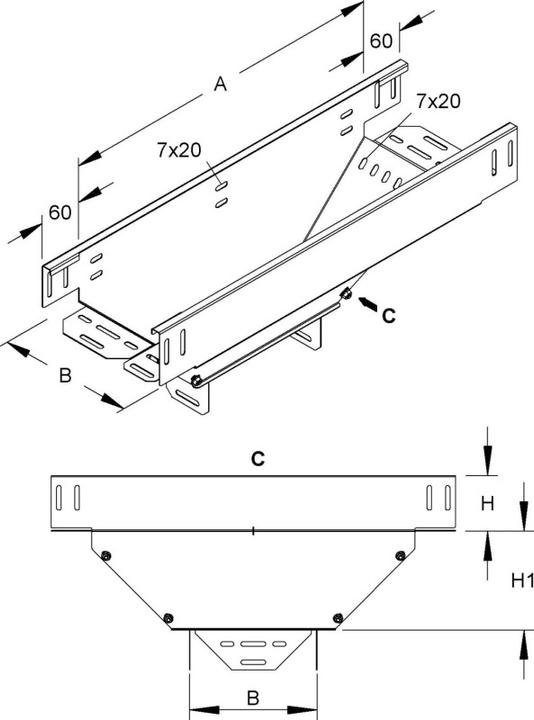 Actual product image Niedax NIE RTL 85.200 outlet funnel long 85x200 mm strip galvanised