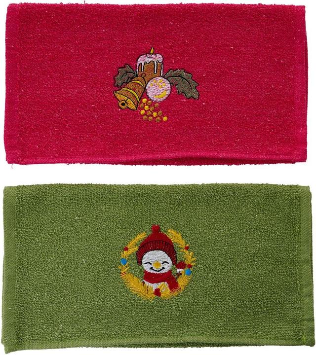 Produktbild L'essentiel Xmas Red Green Wash Towel Set 2 Pieces (30 x 50 cm)