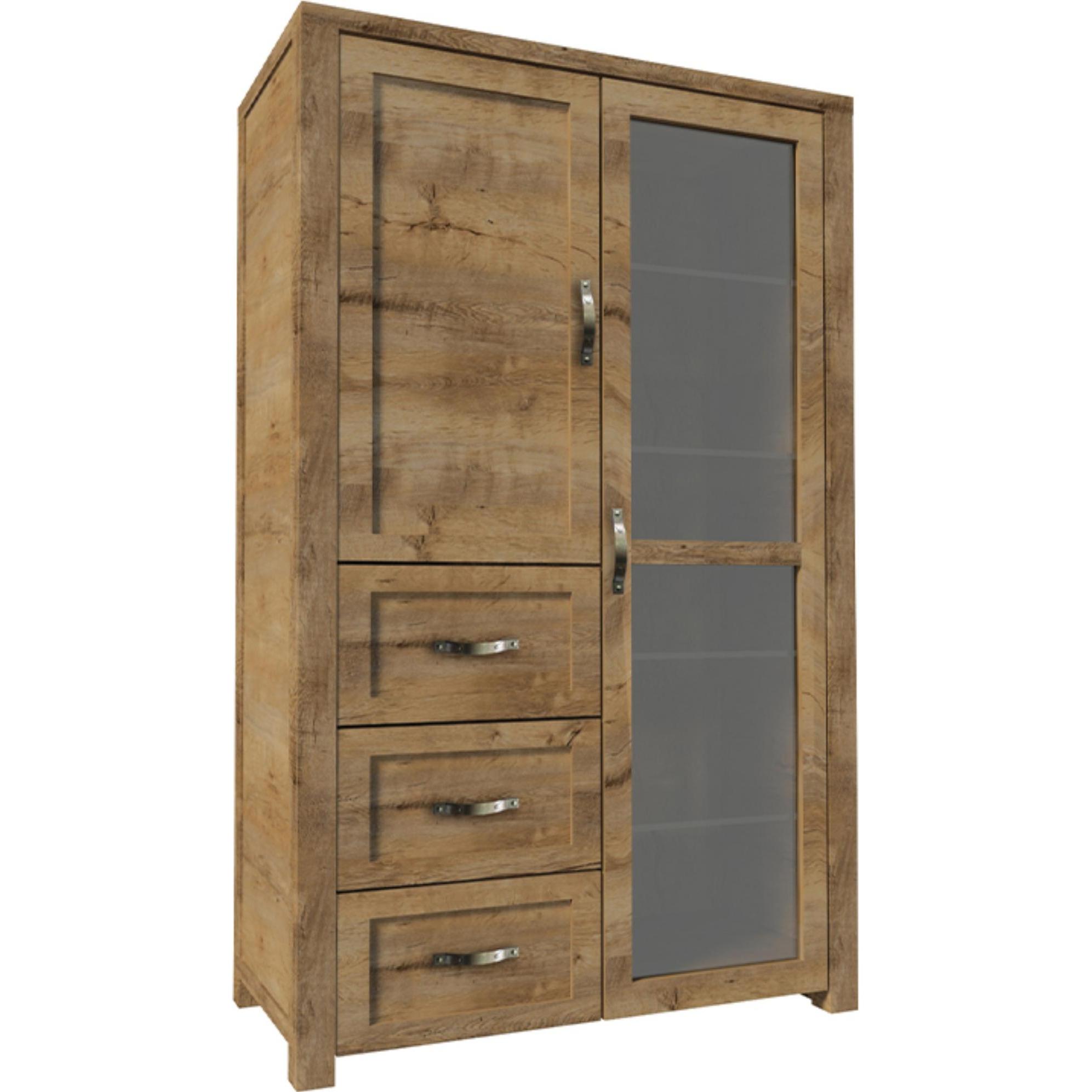 Konsimo, Vitrine + Buffetschrank, Rabo (115 x 186 x 44 cm)