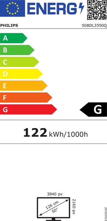 Energie-Label Philips Public Display 50BDL3550Q/00 Signage Solutions Q-Line (3840 x 2160 Pixel, 50")