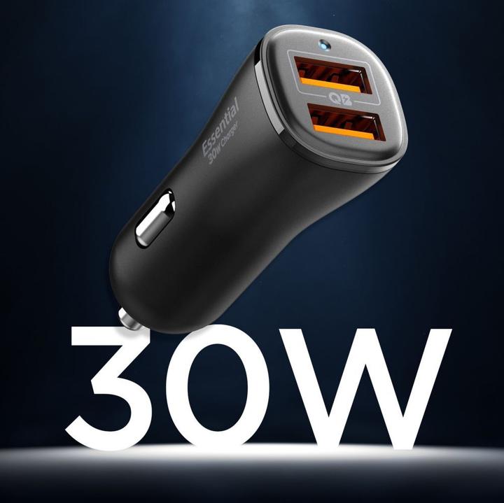 Actual product image Spigen Essential EV302 2-Port 30W Car Charger Black