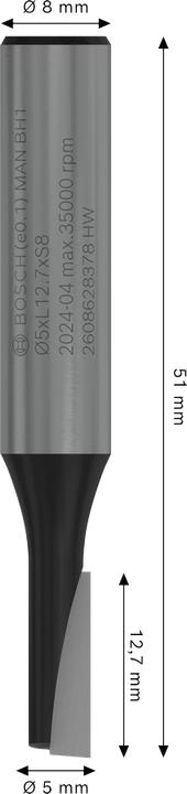 Productafbeelding Bosch Professional Zubehör Groeffrees 8 mm, D1 5 mm, L 12