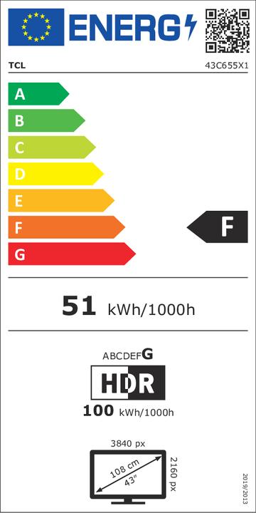 Label énergétique TCL 43C655 (43", QLED, 4K, 2024)