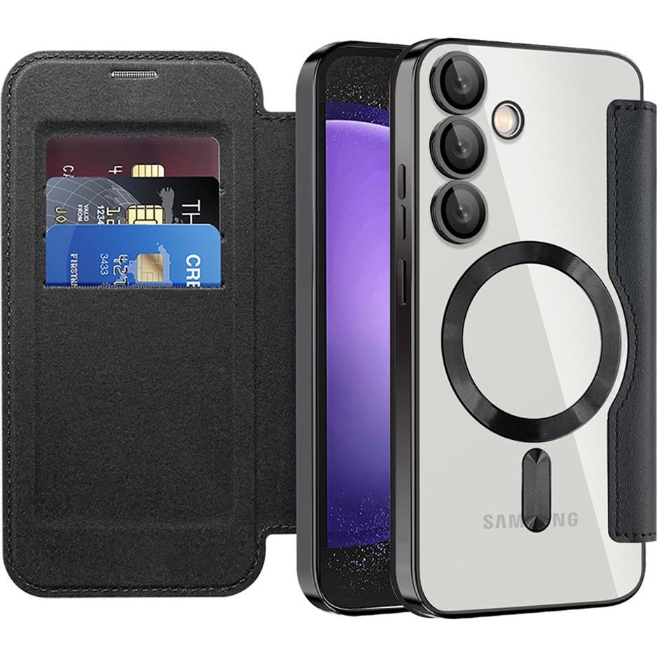 Techsuit - SmartMag Book Case - Samsung Galaxy S23 FE - Black (Samsung Galaxy S23 FE), Cover smartphone, Nero