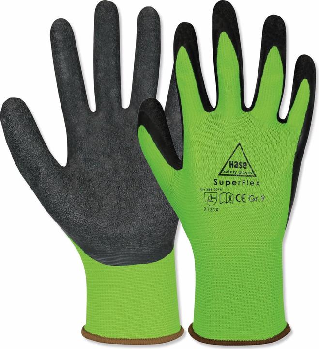 Produktbild Hase Safety Gloves Latex-Arbeitshandschuhe SuperFlex, EN388, EN 420, Grösse 9, grün (L)