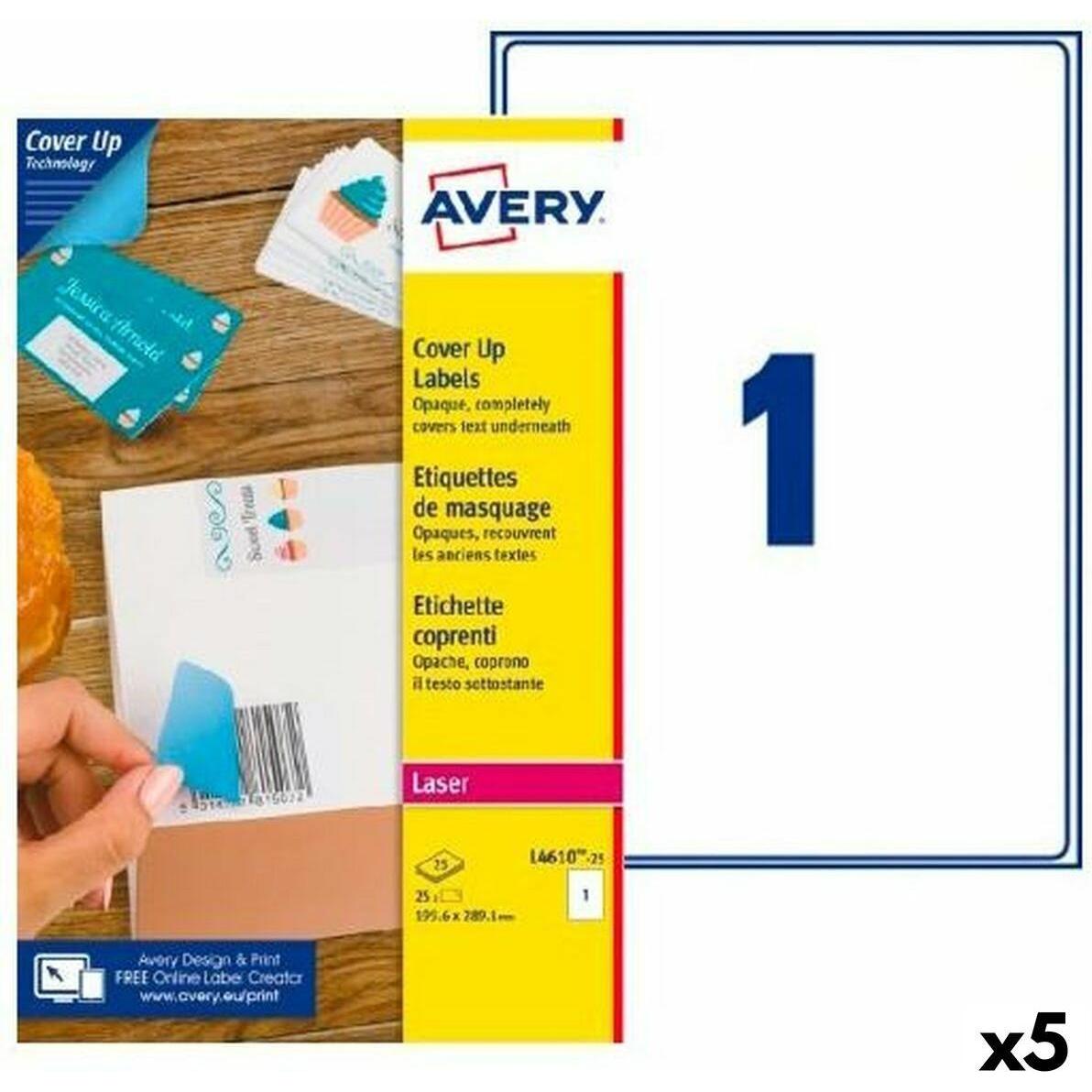 Avery Drucker-Etiketten L4610 Weiss 25 Blatt 199,6 x 289,1 mm (5 Stück
