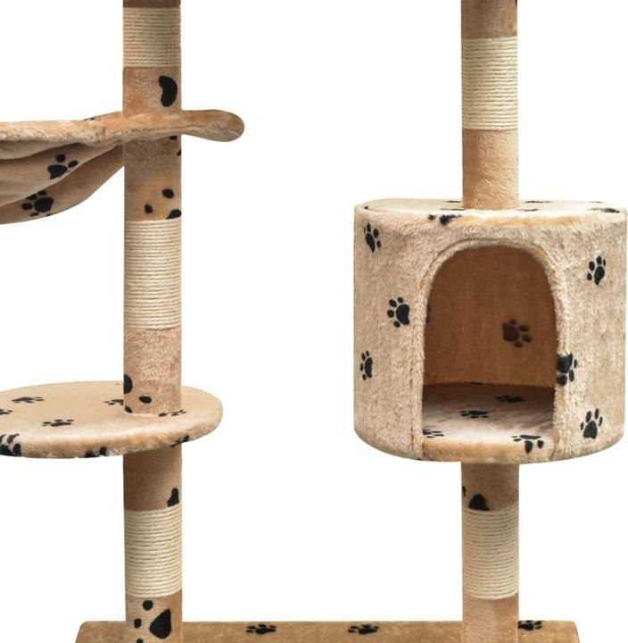 Actual product image vidaXL Katzenbaum (125 cm, Beige with black paw print)