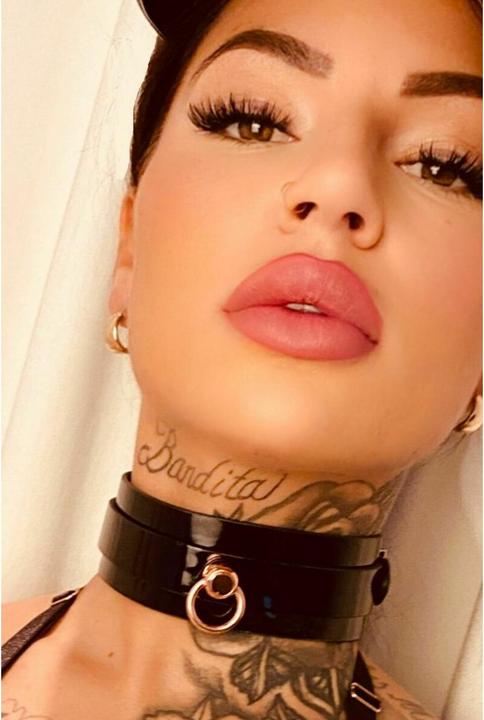 Image du produit Kinky Diva o-ring collar + leash black/gold