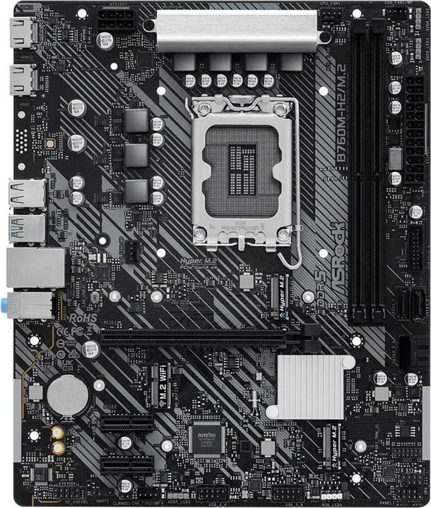 Productafbeelding AsRock B760M-H2/M.2 moederbord (LGA 1700, Intel B760, mATX)