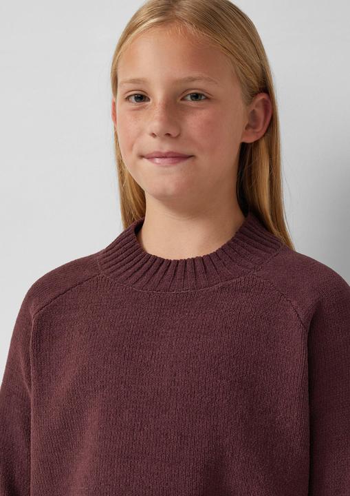 Produktbild s.Oliver Strickpullover Loose Fit Strickpullover mit Stehkragen aus Chenille-Garn (146, 152)
