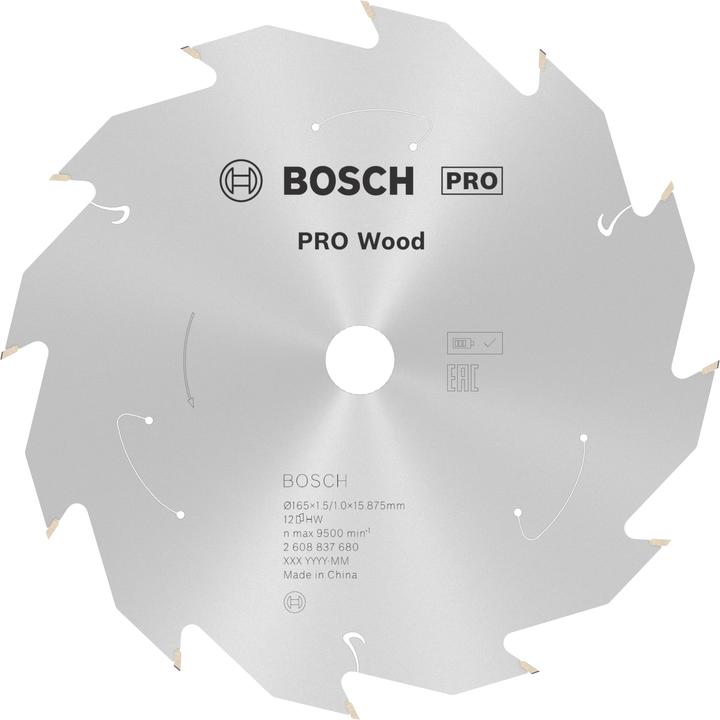 Productafbeelding Bosch Professional Zubehör Cirkelzaagblad Standaard voor hout, 165x1,5/1x15,875, 12 tanden