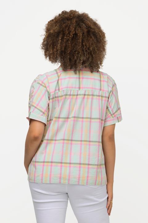 Produktbild Ulla Popken Bluse, Karomuster, Oversized, V-Ausschnitt, Halbarm (50, 52)