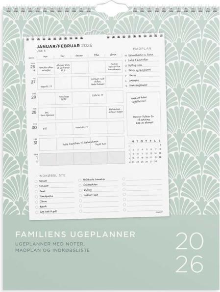 Image du produit Mayland-Burde Calendrier familial Ugeplan m. lister 2026 (1 semaine / 2 pages)