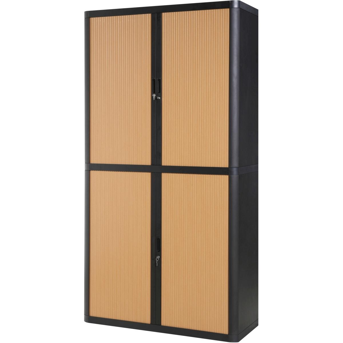 Paperflow, Aktenschrank, Rollladenschrank easyOffice, 4 Fachböden, Höhe 2040 mm, schwarz / Buche (110 x 41.5 x 204 cm)