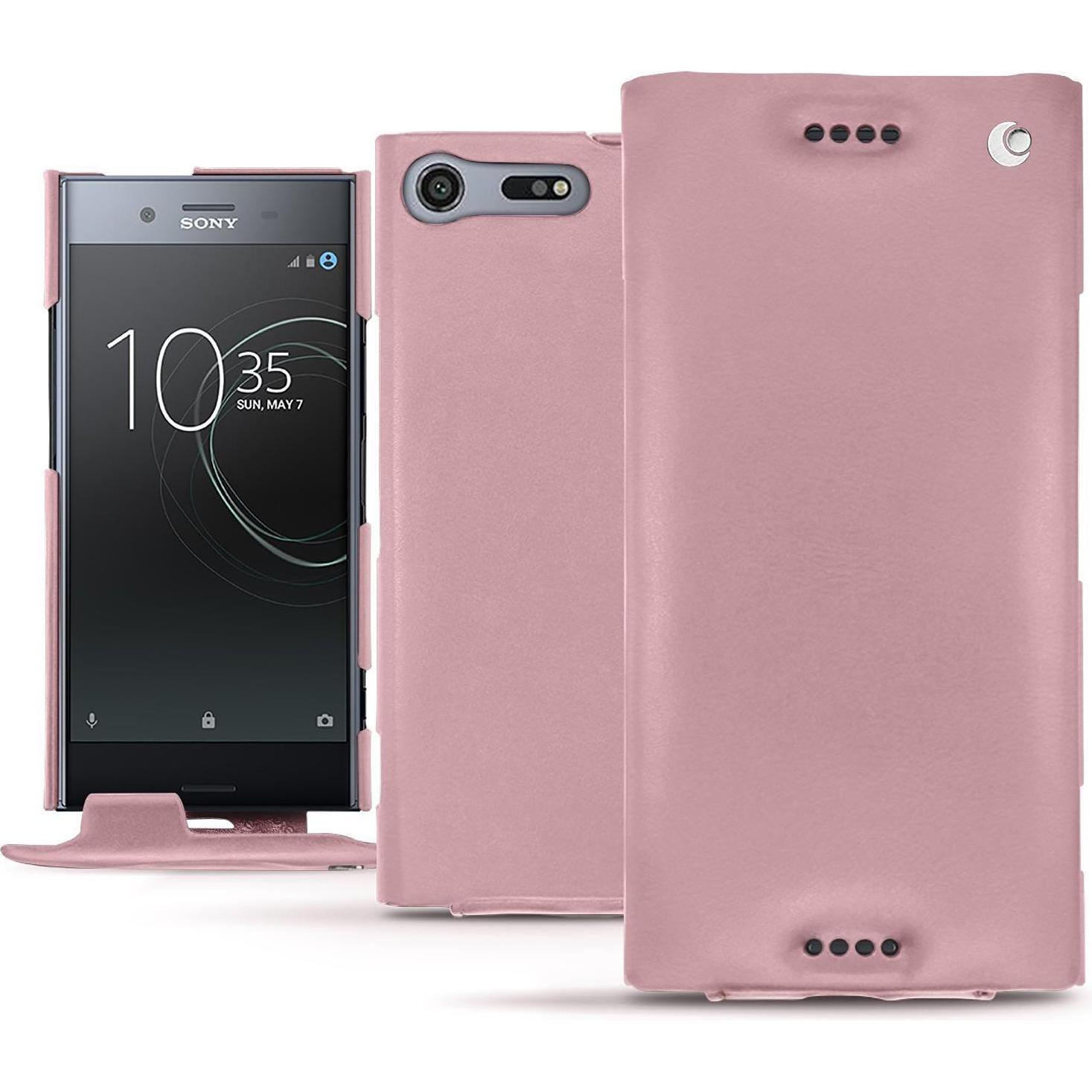 Noreve Lederschutzhülle vertikal (Sony Xperia XZ Premium), Smartphone Hülle, Rosa