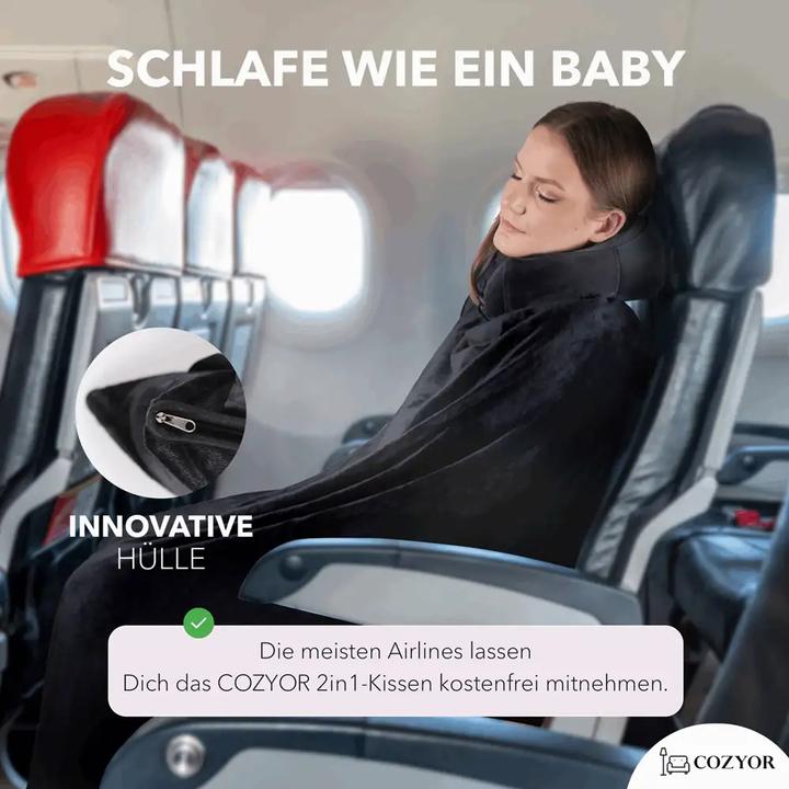 Immagine prodotto Cozyor Coperta da viaggio e cuscino da viaggio 2 in 1 per l'aereo (Cuscino per testa e collo)