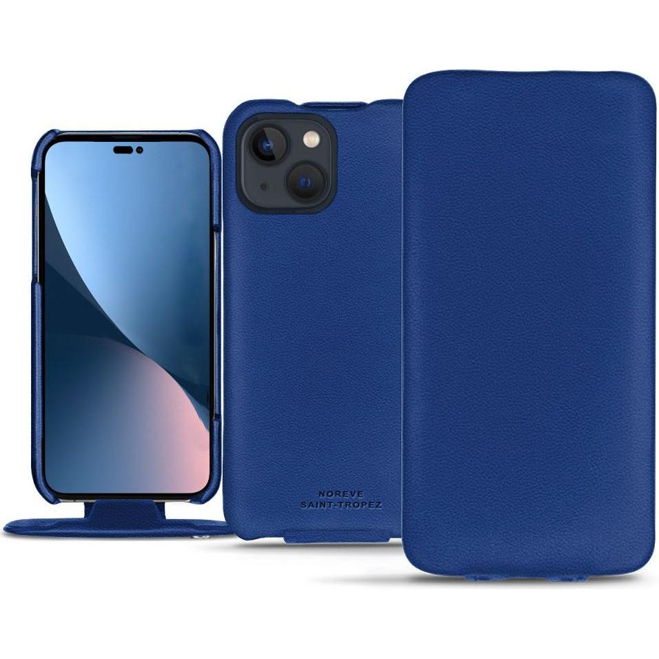 Noreve Lederschutzhülle vertikal (Apple iPhone 14 Plus), Smartphone Hülle, Blau