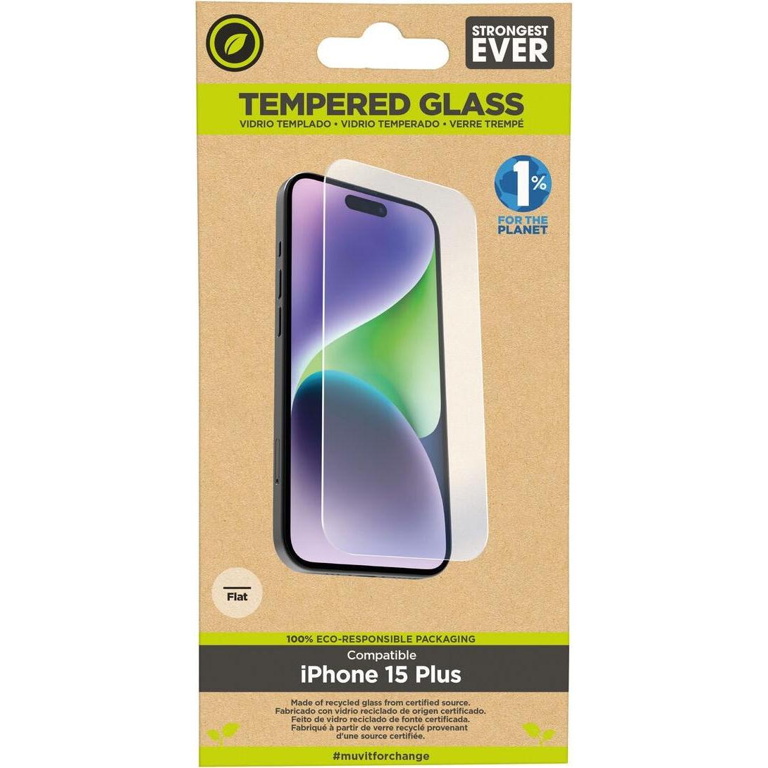 [n]fibrecare Bildschirmschutz fürs Handy Muvit for Change (Apple iPhone 15 Plus), Pellicola protettiva smartphone, Trasparente