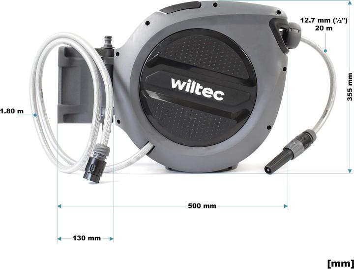 Actual product image XPOtool Hose Reel with Self-reeling-up Mechanism 20m Garden Hose for Wall Mounting for Watering (20 m)