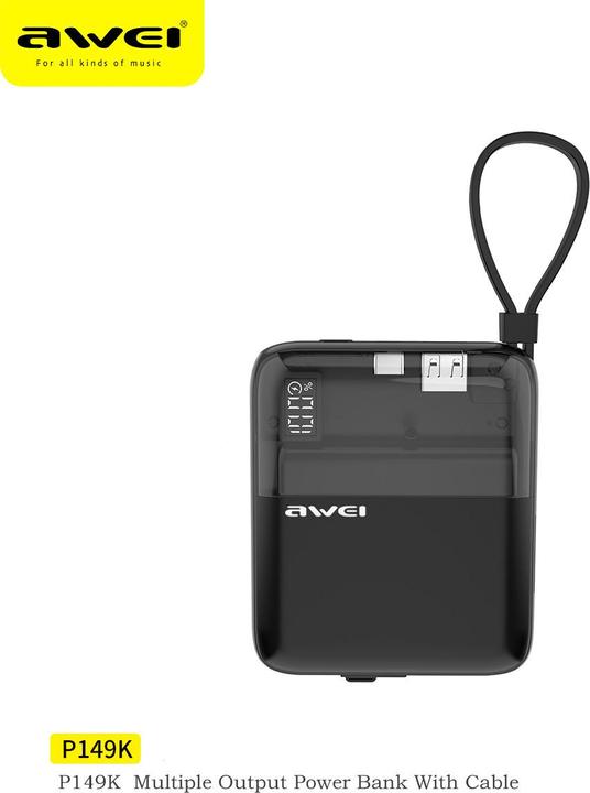 Actual product image Awei Powerbank (10000 mAh, 22.50 W, 37 Wh)