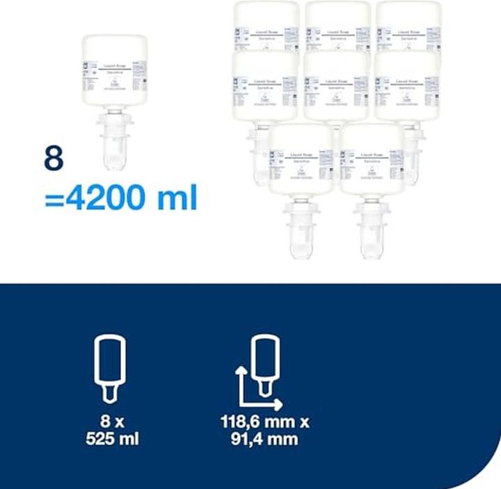 Actual product image Tork Mini Vloeibare Handzeep voor de gevoelige huid S5 Allergievriendelijk 8 x 525 ml 425702 (Liquid soap, 525 ml)