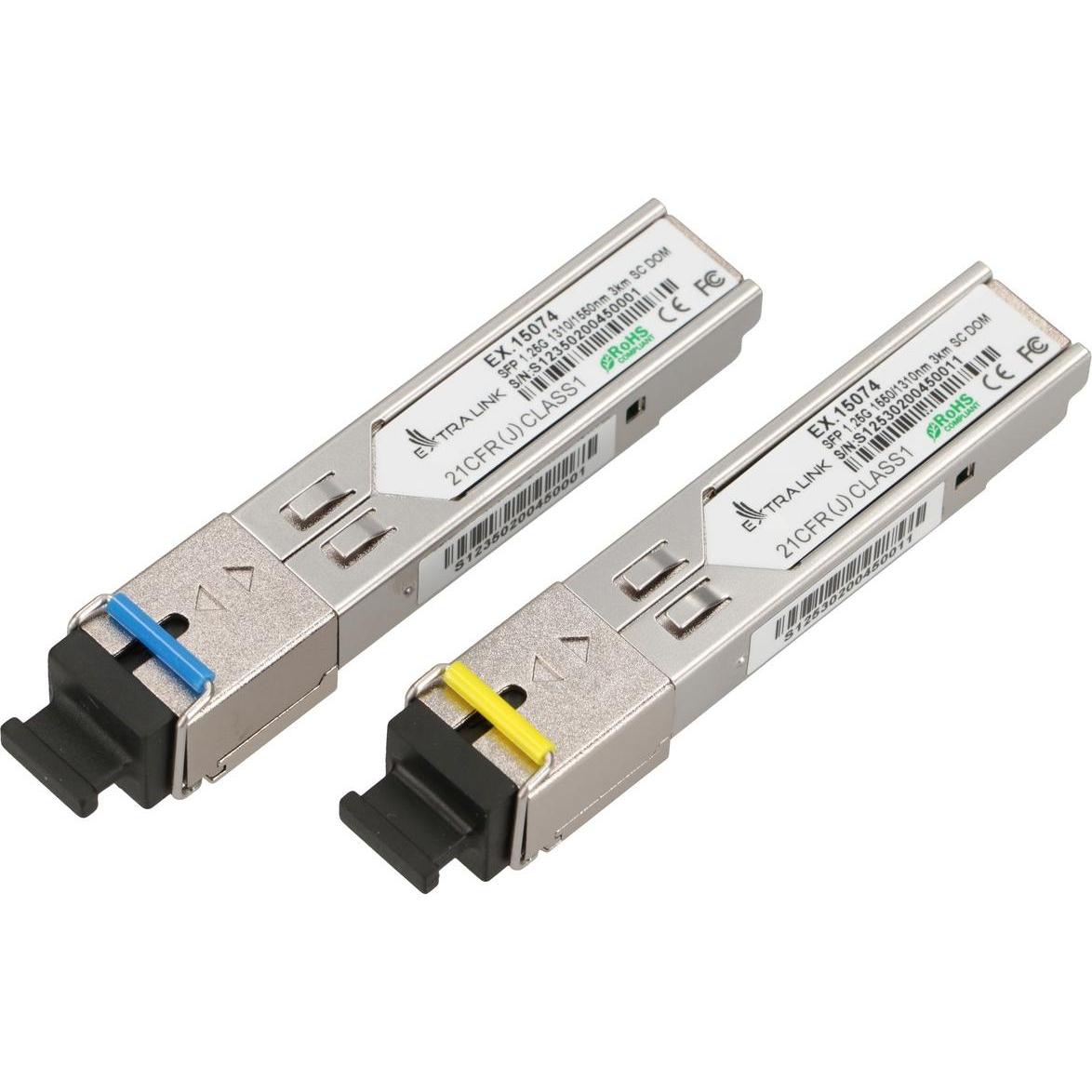 Extralink SFP Modulo SFP WDM , 1310/1550nm, modalità singola,, SC, DOM, coppia, dedicato per HP/Aruba, Ricetrasmettitore